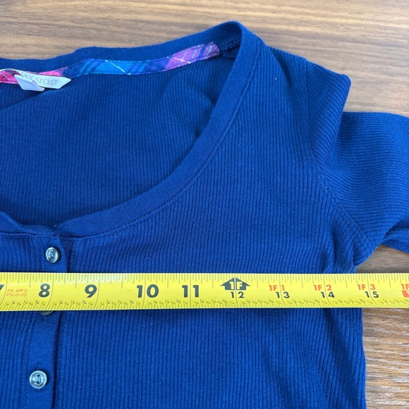 Victorias Secret Royal Blue Ribbed Long Sleeve Henley Shirt Top Size S - Picture 7 of 10